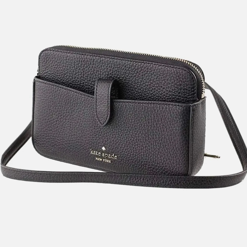 NEW - KATE SPADE BLACK PEBBLED LEATHER SMALL TAB CROSSBODY